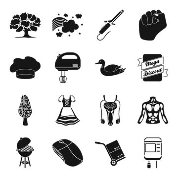 equipment, medicine, hairdresser and other web icon in black style. transportation, recreation, hunting icons in set collection.