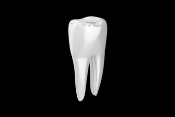 White tooth spins with caries
