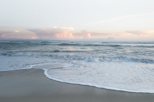 View of Bali beach at sunset