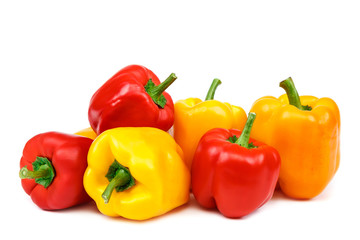 Fruits of sweet pepper on white background.
