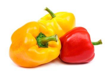 Fruits of sweet pepper on white background.