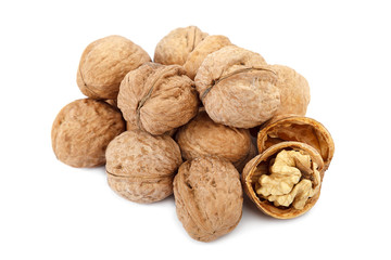 Walnuts isolated on white background. Healthy eating