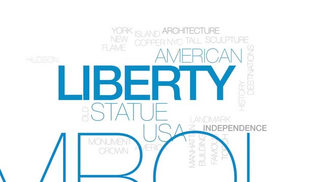 Liberty animated word cloud, text design animation. Kinetic typography.