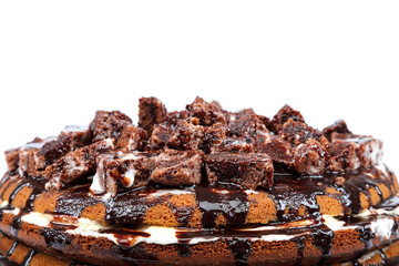 Chocolate cake isolated on a white background