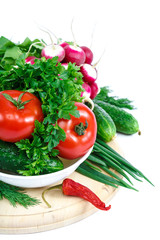 Fresh vegetables isolated on a white background