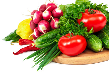 Fresh vegetables isolated on a white background
