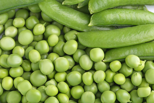 Fresh green peas background