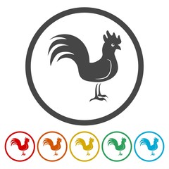 Rooster icons set - vector Illustration 