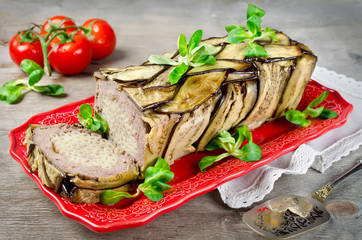 Terrine - casserole of meat, vegetables and pasta.