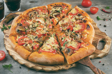 Hot homemade pizza ready to eat