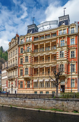 Fototapeta premium embankment of Tepla river, Karlovy Vary, Czech republic