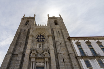 Fototapeta na wymiar Porto Cathedral Catholic church, Romanesque and Gothic architecture. Unesco World Heritage Site. Construction started around 1110, Porto, Portugal.
