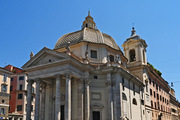 Fototapeta premium Roma, Piazza del Popolo - chiesa di Santa Maria in Montesanto