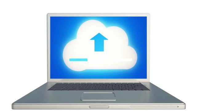 4k,Update the informative cloud on the laptop screen,upload progress,web tech background.