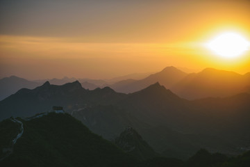 Great Wall of China, summer sunset
