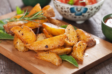 Spicy roasted potato wedges