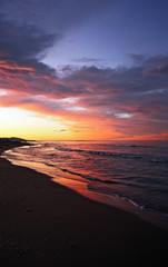 Beautiful color sunset on the beach