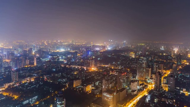 Time lapse of cityscape at night of nanjing,china