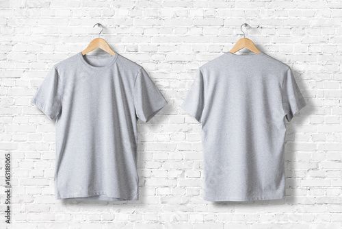 Download "Blank Grey T-Shirts Mock-up hanging on white wall, front ...