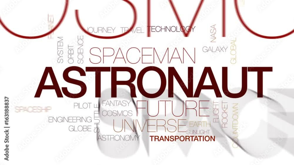 Canvas Prints astronaut animated word cloud, text design animation. kinetic typography.