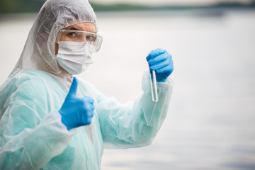 Photo of ecologist in mask