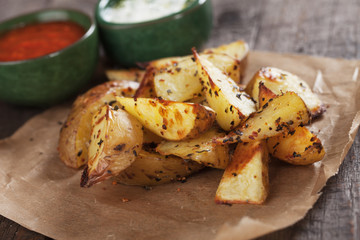 Oven roasted potato wedges