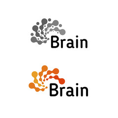 Brain Logo silhouette design vector template. Think idea concept.Brainstorm power thinking brain Logotype icon gray Logotype.