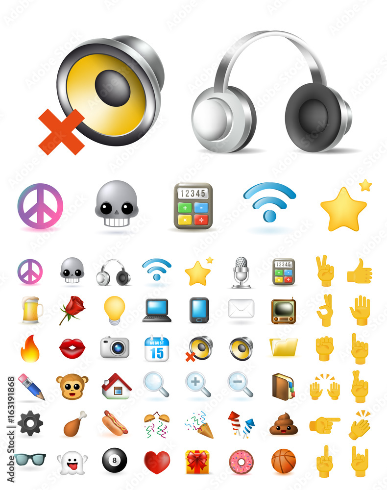 Poster set of realistic cute elegant multimedia and interface icons on white background . isolated vector i
