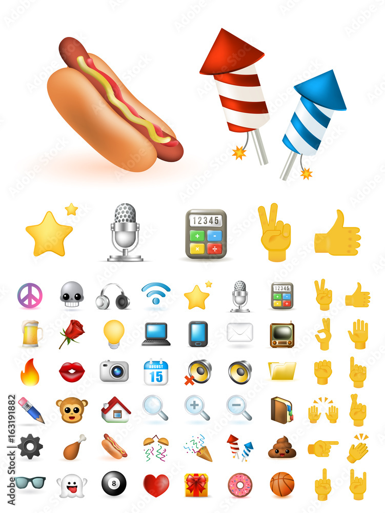 Poster set of realistic cute elegant multimedia and interface icons on white background . isolated vector i