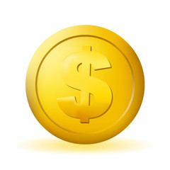 Cute Coin Icon on White Background . Isolated Vector Illustration 