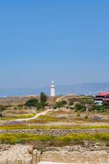 Fototapeta na wymiar Lighthouse in Archeological park in Paphos