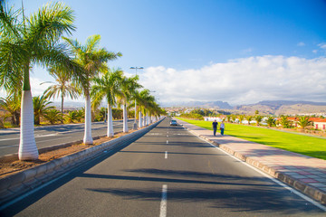 Empy road to the mountains on the island of Gran Canaria
