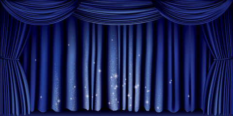Large blue curtain