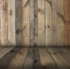 old  wood texture wall background in vintage with copy space, top view of floor- can used to show produce and goods for advertisment