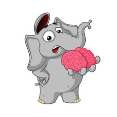 Big collection vector cartoon characters of elephants on an isolated background. Brain in hand. Gives your mind.
