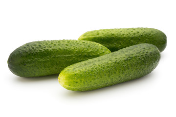 Eco cucumber on white background. Fresh vegetables.