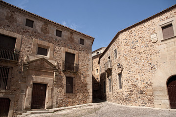 Fototapeta na wymiar ciudades medievales en España, Cáceres en la comunidad de Extremadura