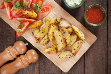 Spicy roasted potato wedges
