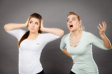 Two women having argue