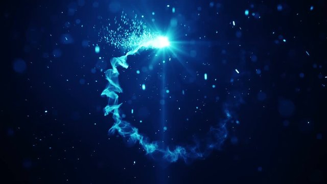 Blue circle light trail. Abstract seamless loop animation 4k UHD (3840x2160)
