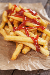 French fries with ketchup