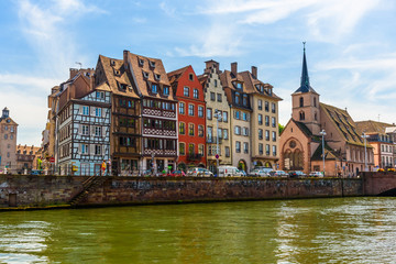 Naklejka premium View of the colorful street of Strasbourg