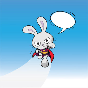 Super hero bunny flying