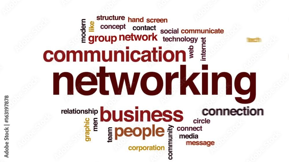 Aufkleber networking animated word cloud, text design animation.