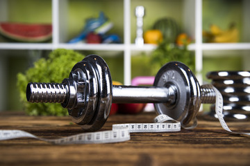 Naklejka premium Fresh food and measure tape,Sport diet