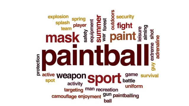 Paintball animated word cloud, text design animation.