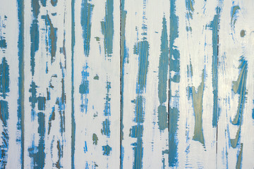 White-blue wooden scratched background. Horizontal shot.