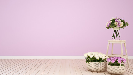 pink living room or coffee shop decoration flower - 3D Rendering