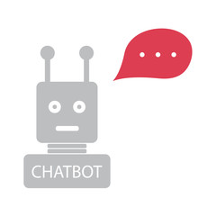 chatbot with red speech bubble on white background