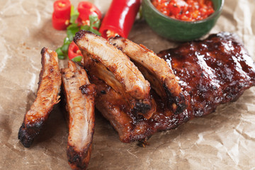 Honey glazed pork ribs